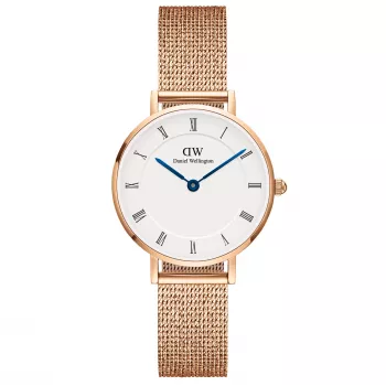 DANIEL WELLINGTON Petite Lumine Sieviešu Pulkstenis 28mm Roze Zelts Nerūsējošais Tērauds Balts Pērļu Mātes Ciparnīca