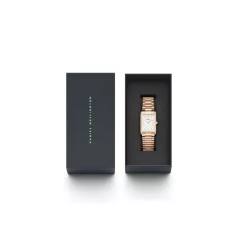 DANIEL WELLINGTON Petite Melrose sieviešu pulkstenis 35mm rozā zelta nerūsējošā tērauda siets DW00100702