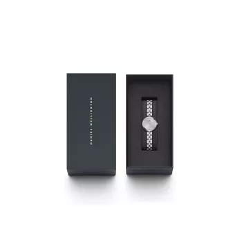 Daniel Wellington Quadro Mini Pressed Sheffield Sieviešu Pulkstenis DW00100719 - 22mm Rožu Zelta Nerūsējošā Tērauda Korpuss, Olas Čaumalas Balts Ciparnīca, Melna Itāļu Ādas Siksniņa