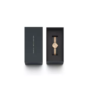 Daniel Wellington Quadro sieviešu pulkstenis 22mm rozā zelta nerūsējošā tērauda korpuss ar melnu ādas siksniņu DW00100720
