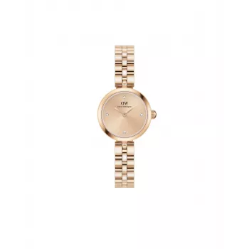 Daniel Wellington Quadro sieviešu pulkstenis 22mm rozā zelta nerūsējošā tērauda korpuss ar melnu ādas siksniņu DW00100720