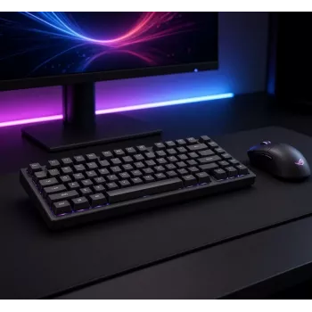 Dark Project ALU81A Terra Nova mehāniskā klaviatūra ar G3MS Moonstone slēdžiem, US ANSI, melna