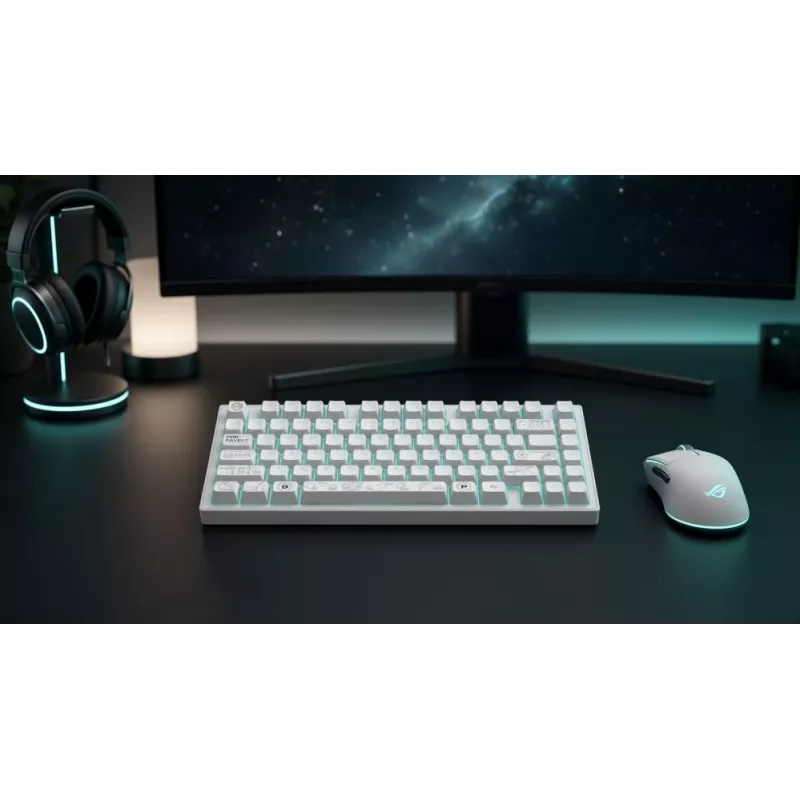 Dark Project ALU81A Terra Nova White mehāniskā klaviatūra, G3MS Moonstone slēdži, US ANSI
