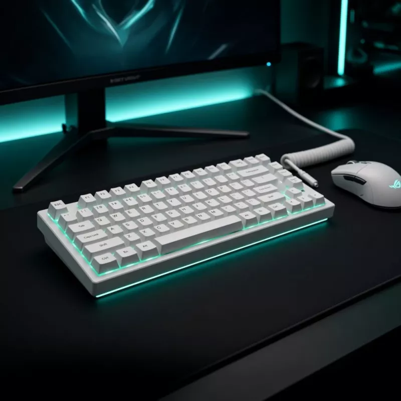 Dark Project ALU81A Terra Nova White mehāniskā klaviatūra, G3MS Moonstone slēdži, US ANSI