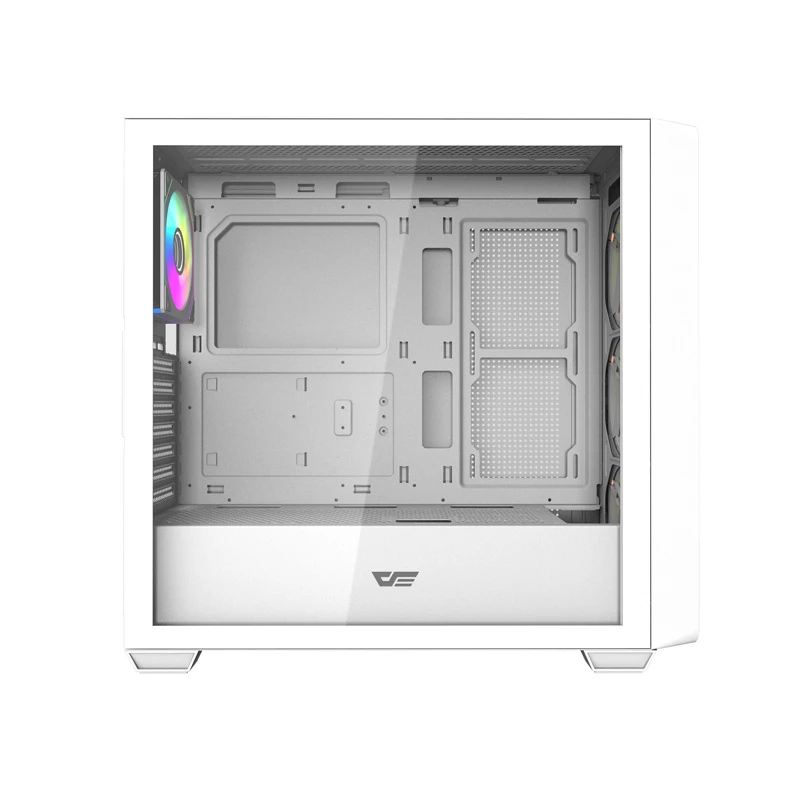 Darkflash DS900WD ATX Mid-Tower korpuss (balts) ar 4 ARGB ventilatoriem un rūdīta stikla sānu paneli