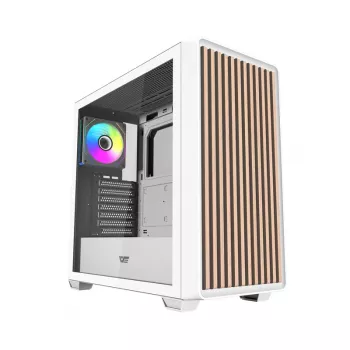 Darkflash DS900WD ATX Mid-Tower korpuss (balts) ar 4 ARGB ventilatoriem un rūdīta stikla sānu paneli