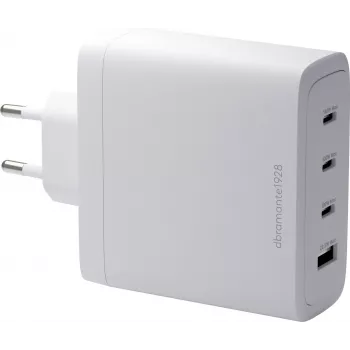 DBRAMANTE1928 Re-Charge GaN sienas lādētājs 140W – 4 pieslēgvietas (3x USB-C, 1x USB-A) – balts