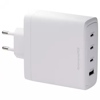 DBRAMANTE1928 Re-Charge GaN sienas lādētājs 140W – 4 pieslēgvietas (3x USB-C, 1x USB-A) – balts