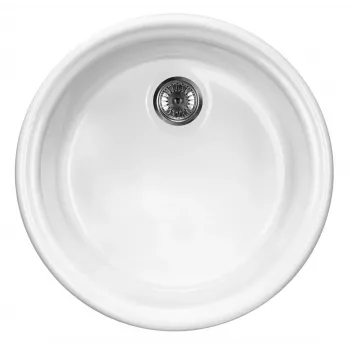 DEANTE 1-Bowl Ceramic Kitchen Sink White Inset Drop-in 520x390x200 mm