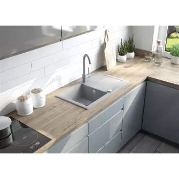 DEANTE ZQZ 511A 1-Bowl Granite Sink with Drainer – Onyx, Fragranite, 620x500mm