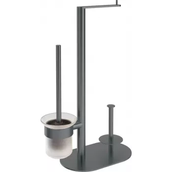 DEANTE 3-in-1 Tualetes Komplekts - Brīvi stāvošs tualetes papīra turētājs, birstes turētājs un rezerves ruļļa turētājs - Matēti Melns - Rivalta sērija