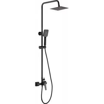 DEANTE Arnika Rain Shower with Bathtub Faucet, Matte Black, Wall-Mounted