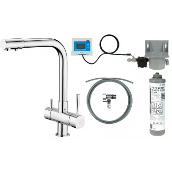 DEANTE BCHF065M 3-Way Virtuves Jaucējkrāns ar Ūdens Filtrācijas Komplektu, Matēti Melns
