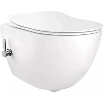 DEANTE CBP 6WPW Pie sienas montējams Bidet Tualetes pods ar Integrētu Maisītāju, Balts, Mīkstas Aizvēršanas Sēdeklis