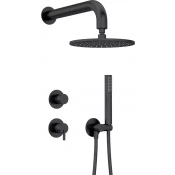 DEANTE Slēptās uzstādīšanas dušas komplekts ar augšējo dušu - Matēti melns, Kvadrātveida 250x250 mm, Arnika Nero