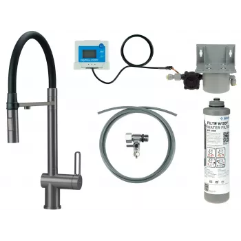 DEANTE virtuves jaucējkrāns ar ūdens filtrācijas komplektu, elastīga izlietne BRMFD75M
