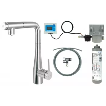 DEANTE virtuves jaucējkrāns ar ūdens filtrācijas sistēmu un izvelkamo snīpi BREF075M Chrome