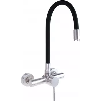 DEANTE sienas maisītājs ar izliektu snīpi, hromēts, vienas sviras, misiņš, 220 mm sasniedzamība