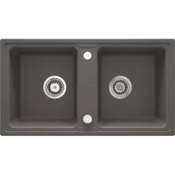 DEANTE ZQZ T203 2-Bowl Granite Composite Sink with Drainer - Beige