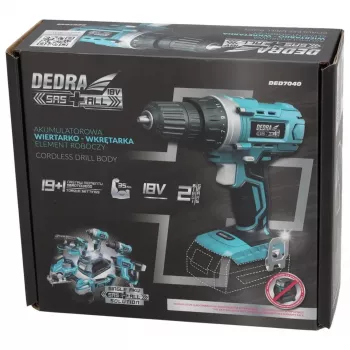 DEDRA DED7040 18V Bezvadu Triecienurbjmašīna ar 50 Nm Griezes Momentu, 13 mm Metāla Patronu, LED Gaismu