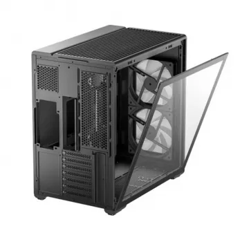 Deepcool CG590 MESH 2F Mid Tower Case - Melns, Rūdīts stikls, 2x120mm ventilatori