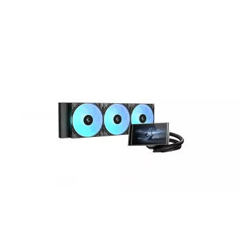 Deepcool LT360 VISION ARGB 360mm šķidruma dzesētājs, melns, ARGB, Intel un AMD, 3x120mm PWM ventilatori