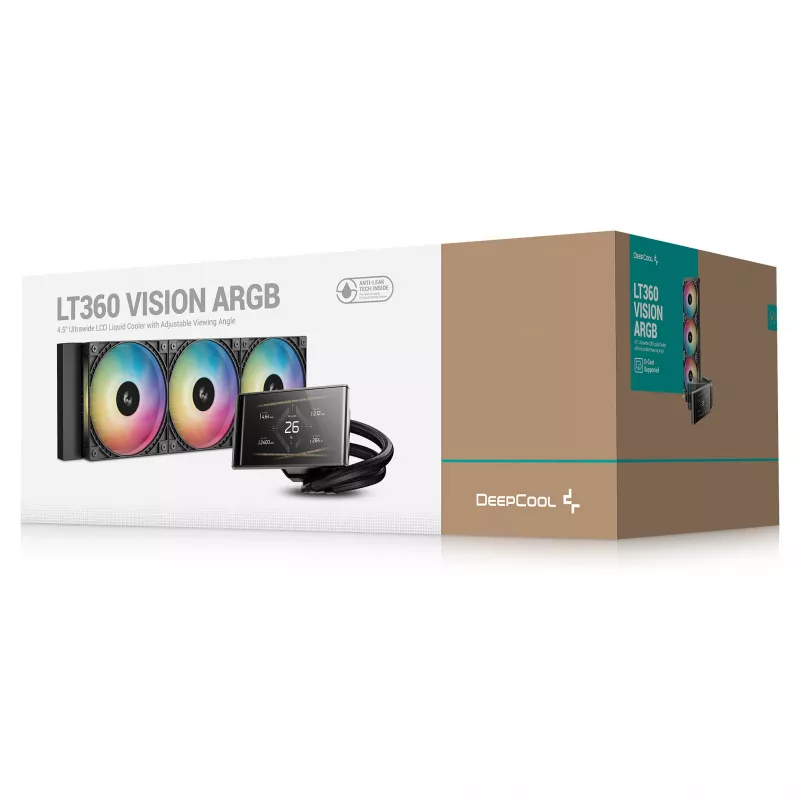 DeepCool LT360 VISION ARGB AIO Šķidruma Dzesētājs, 360mm, Melns