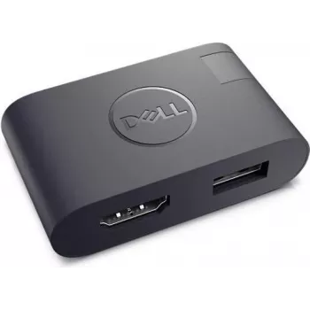 Dell USB Type-C uz HDMI/USB Type-A adapteris (DA20) - 4K HDMI, USB 3.0, melns