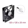 Delock aksiālais ventilators 48 V DC 120 x 120 x 25 mm 2 kontaktu savienotājs melns