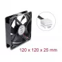 Delock aksiālais ventilators 48 V DC, 120 x 120 x 25 mm, 4 kontaktu PWM, melns
