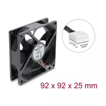 Delock aksiālais ventilators 48 V DC 92x92x25 mm 4-pin PWM (67452), melns