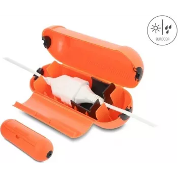 Delock 91729 kabeļu savienojumu aizsargkārba IP44 ar iekarināšanas āķi, oranža