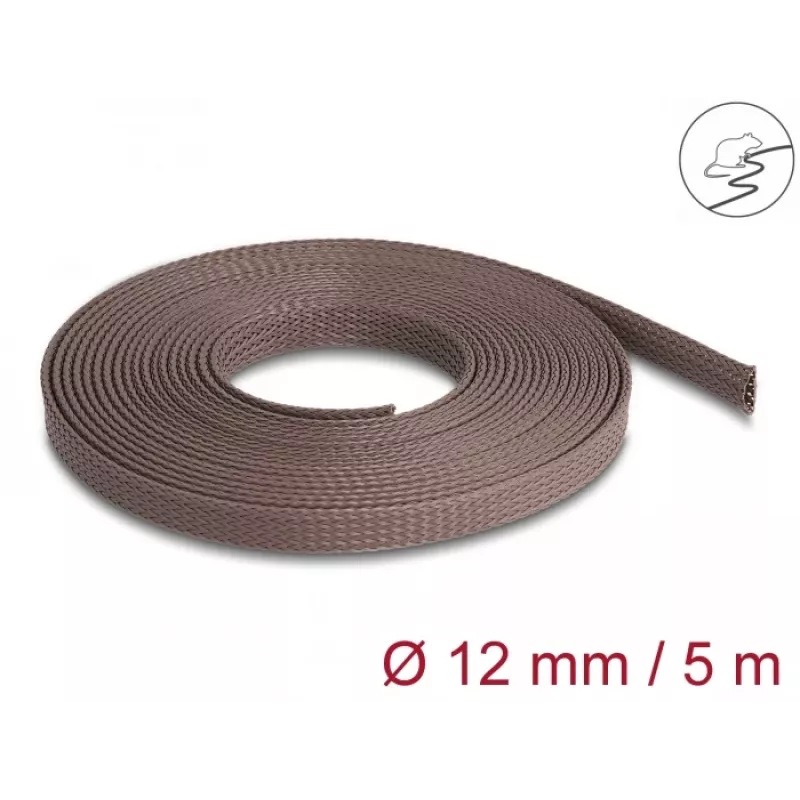 Delock kabeļu aizsarguzmava, 12 mm, pīta, grauzējizturīga, staipīga, 5 m, brūna