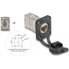Delock D-Type RJ45 panel mount ligzda Cat.6A STP ar LSA termināciju un IP66 aizsargvāciņu