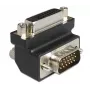 Delock DVI-I 24+5 pinu sieviešu uz VGA 15 pinus vīriešu 90° leņķa adapteris – melns 65425