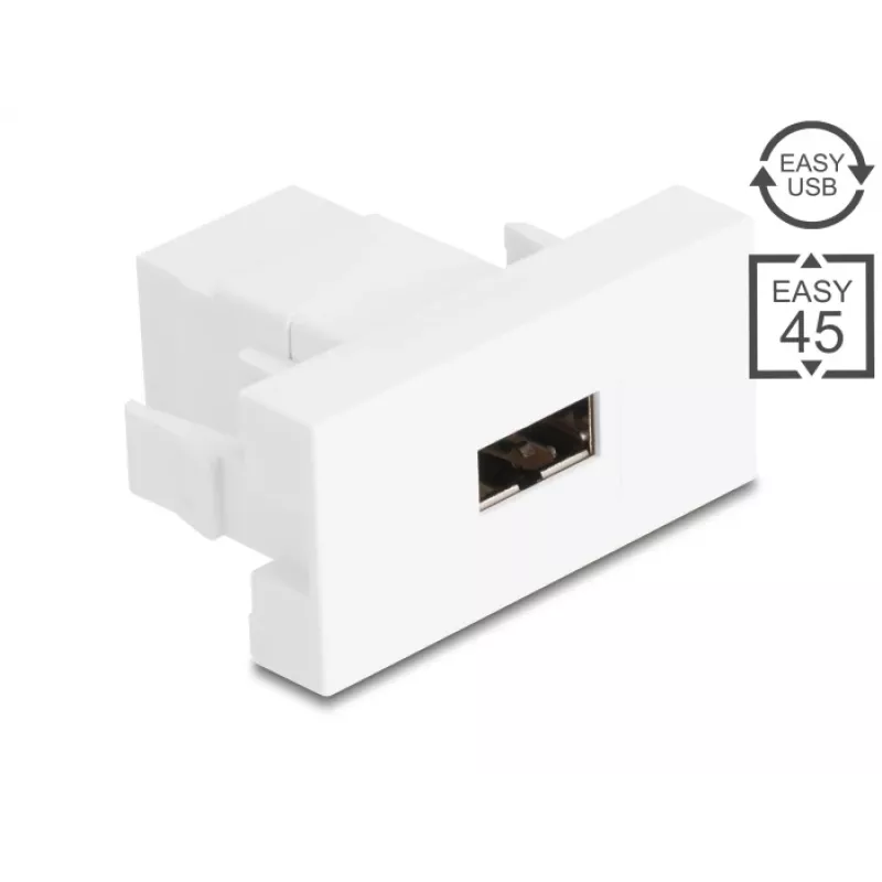 Delock Easy 45 modulis EASY-USB 2.0 Type-A female uz EASY-USB Type-A female balts 90866