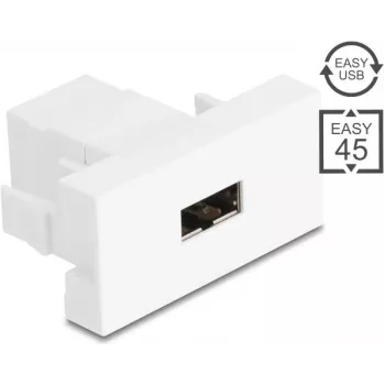 Delock Easy 45 modulis EASY-USB 2.0 Type-A female uz EASY-USB Type-A female balts 90866