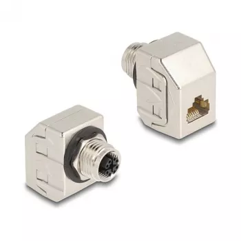 Delock M12 adapteris X-Coded 8-pin female uz RJ45 female Cat.6A STP metāla 60685