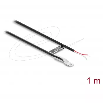 Delock M4 NTC termistora temperatūras sensors ar 2 atvērtiem galiem, 10 kOhm, B25/85 3977K, 1 m, PVC, melns