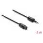 Delock optiskais audio kabelis – Mini TOSLINK 3.5mm uz TOSLINK, 2m, melns