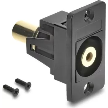 Delock Panel Mount 3,5 mm 3 pin Jack savienotājs Female to Female Gold-Plated Black 91207
