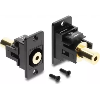 Delock Panel Mount 3,5 mm 4-pin Female to Female Jack Coupler, Gold-Plated, Black 91223