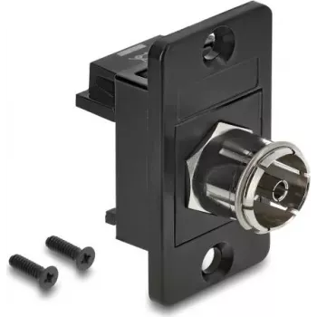 DELOCK IEC C14 vīriešu uz F-typ sieviešu panel montāžas adapteris melns 91196