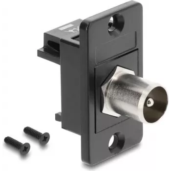 DELOCK Panel Mount IEC C14 kontaktdakša uz F-Type ligzdu adapteris, melns 91204