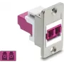 Delock 91100 panelī montējams LC duplex savienotājs, daudzmodu OM4, sudraba korpuss, violeti savienotāji