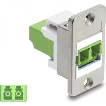 Delock LC Duplex savienotājs panelim, multimode OM5, laima zaļš, sudraba flange 91105