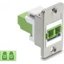 Delock LC Duplex savienotājs panelim, multimode OM5, laima zaļš, sudraba flange 91105