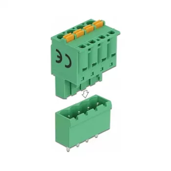 Delock PCB spaiļu bloku komplekts 4 kontakti 5,08 mm solis vertikāls (66501)