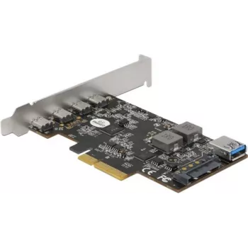 Delock PCI Express x4 karte ar 4 x USB Type-C + 1 x USB Type-A - SuperSpeed USB 10 Gbps - Low Profile formāts, USB kontrolieris
