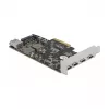 Delock PCI Express x4 karte ar 4 x USB Type-C + 1 x USB Type-A - SuperSpeed USB 10 Gbps - Low Profile formāts, USB kontrolieris